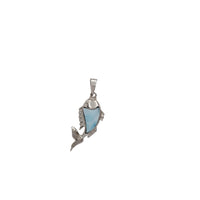Blue Chalcedony Fish Pendant (Silver)