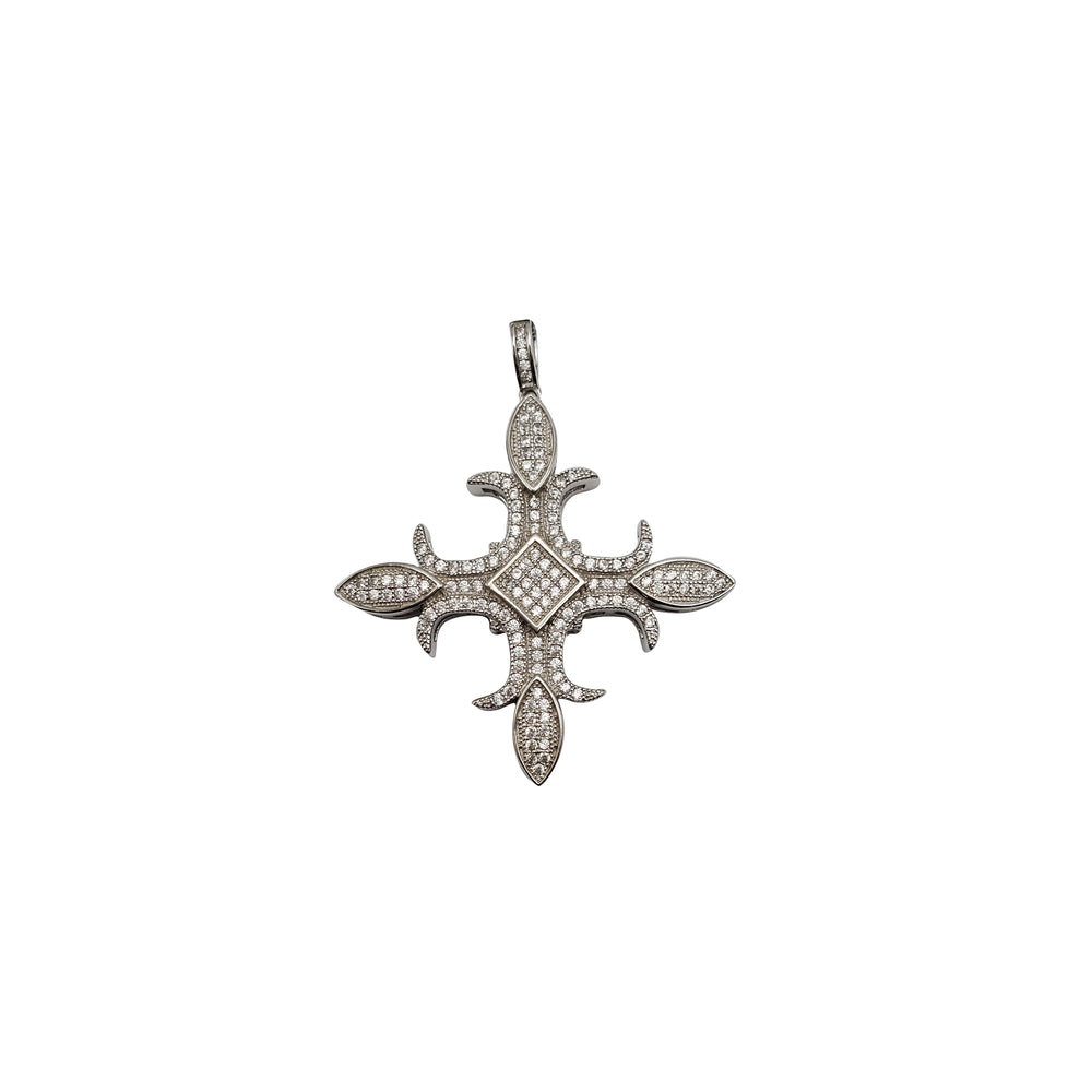 Fleur de Lis Cross Design Pendant (Silver)