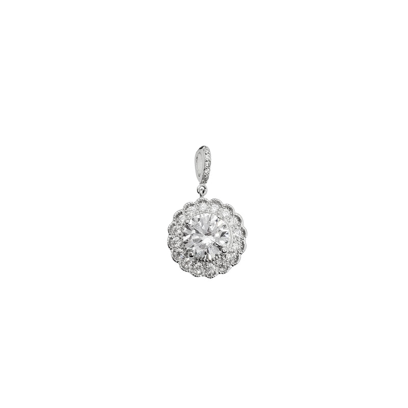 Iced-Out Flower Pendant (Silver)