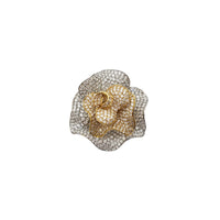 Iced-Out Two-Tone Blossom Flower Ring (14K)
