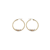 Tri-color Flower Hoop Earrings (14K)