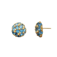 Flower Blue Topaz Earrings (14K)