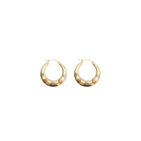 Flower Design Hoop Earrings (14K)