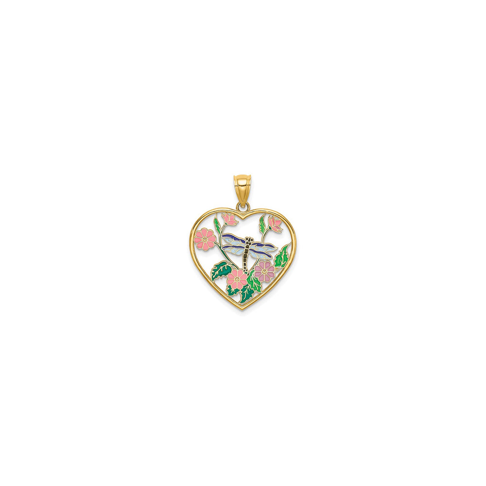 Multi-Color Enamel Flower And Dragonfly Charm (14K)