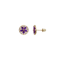 Cubic Zirconia Flower Stud Earrings (14K)