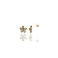 Five-Petaled Flower CZ Stud Earrings (14K)