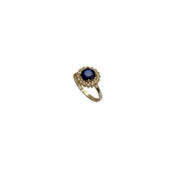 Blue Cubic Zirconia Flower Shape Ring (14K)