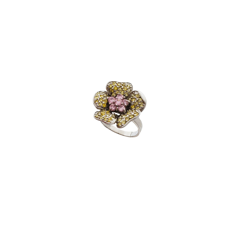 Cubic Zirconia Flower Ring (Silver)