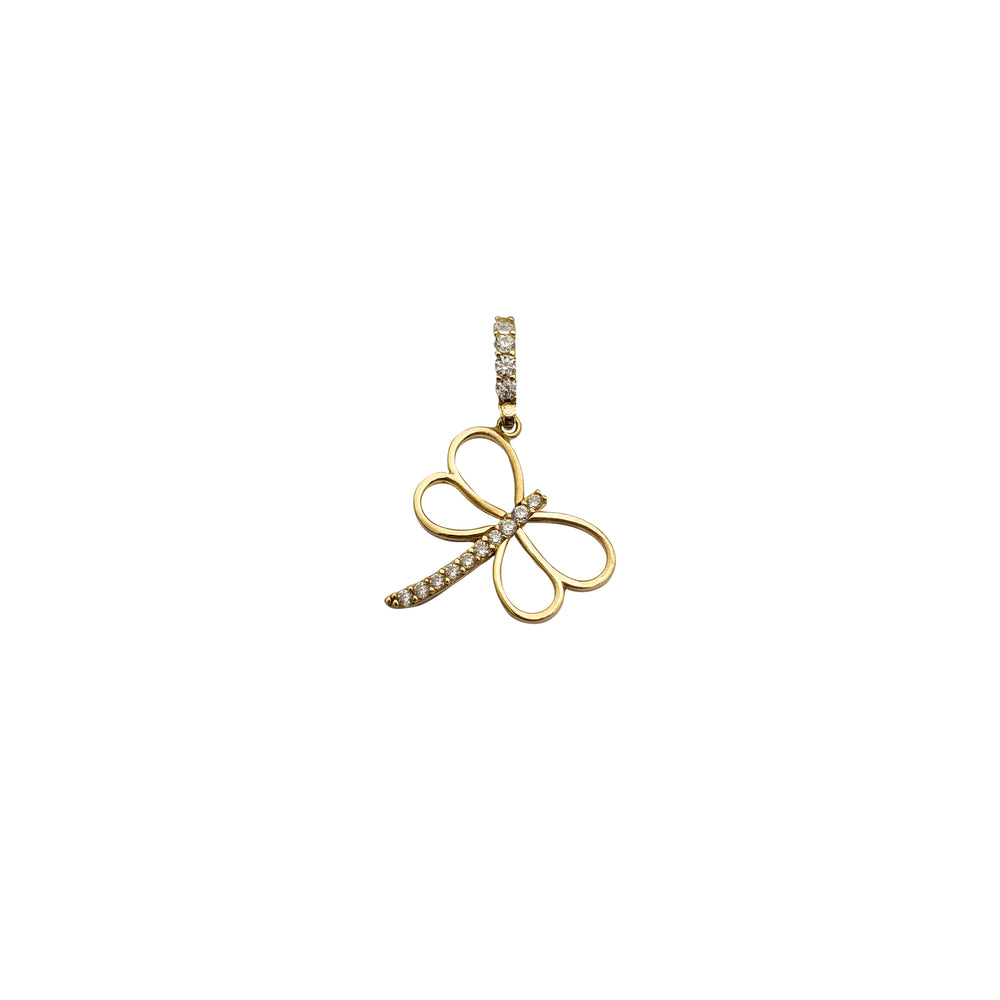 Yellow Gold CZ Dragon Fly (14K)
