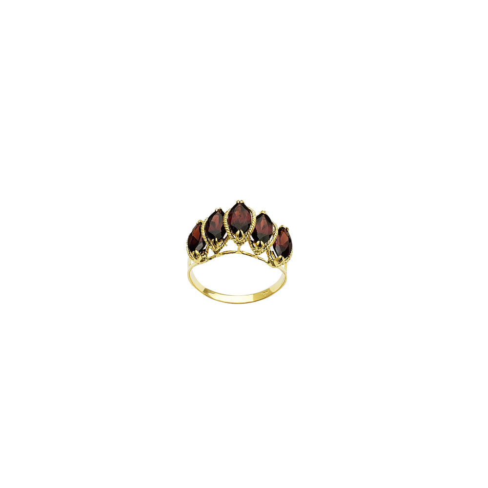 Yellow Gold Garnet Quintuple Ring (14K)