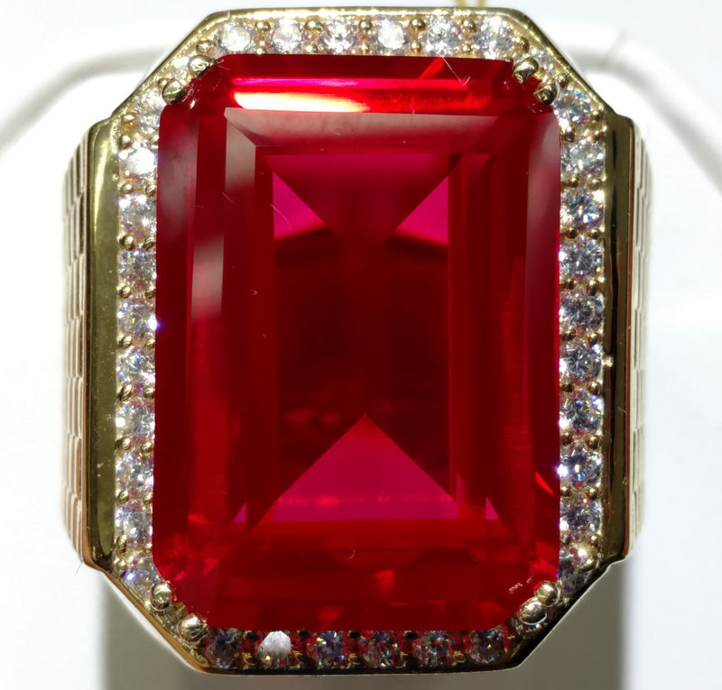 Men's Fashionable Emerald Shaped Stone Ring - Lucky Diamond 恆福珠寶金行 New York City 169 Canal Street 10013 Jewelry store Playboi Charlie Chinatown @luckydiamondny 2124311180