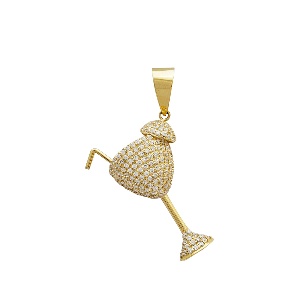 Iced Out Cocktail Drink Pendant (14K)