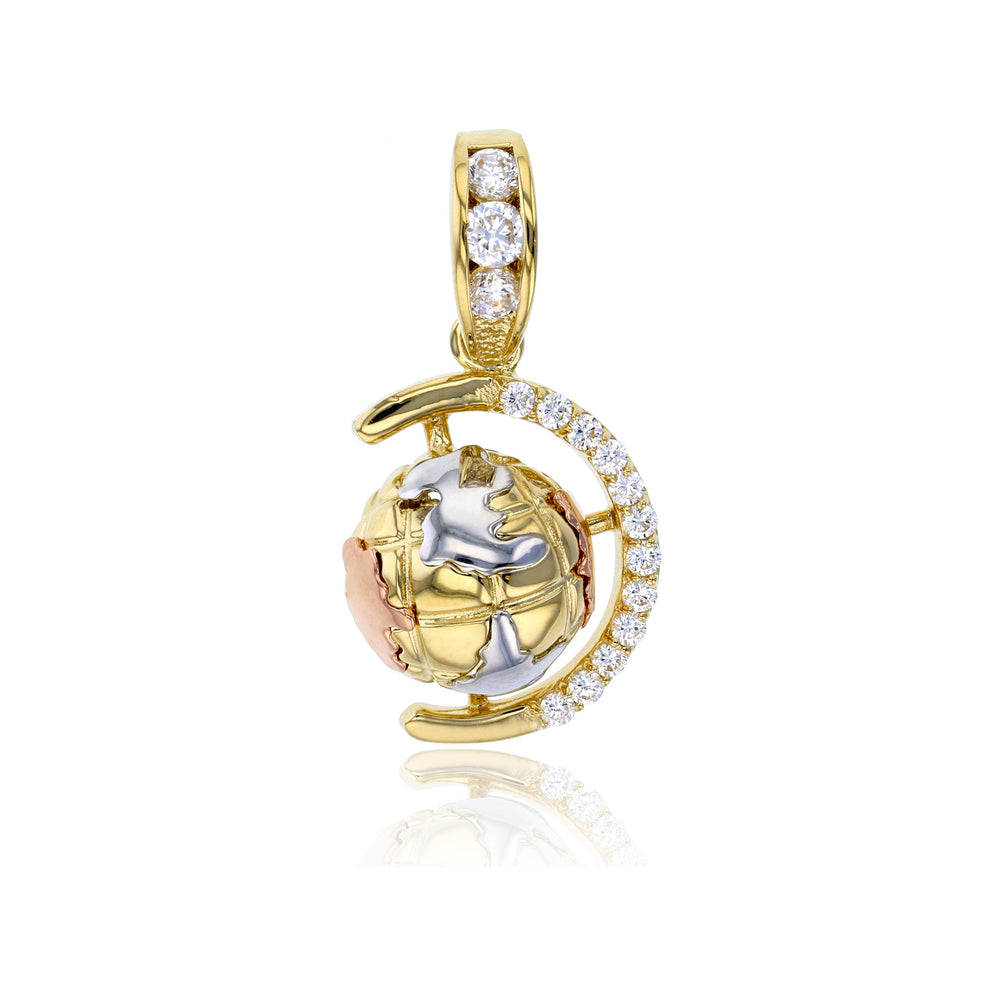 Tricolor CZ Globe Pendant (14K)