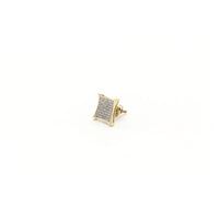 Concave Square Diamond Cluster Stud Earrings (14K) side - Popular Jewelry - New York