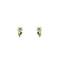 Curved Flower Stud Earrings (14K)