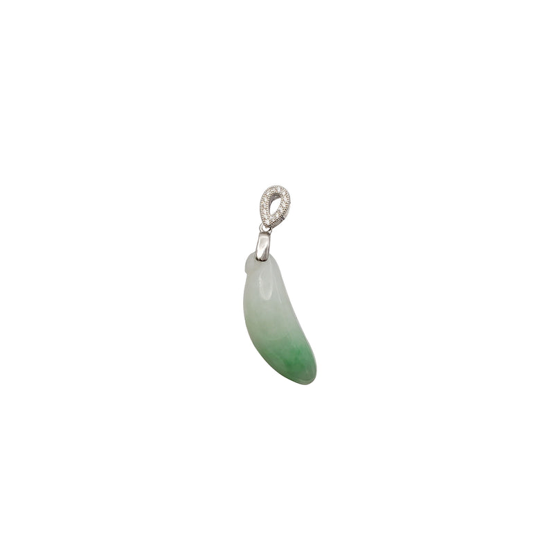 Green Bean Jade Pendant (Silver)