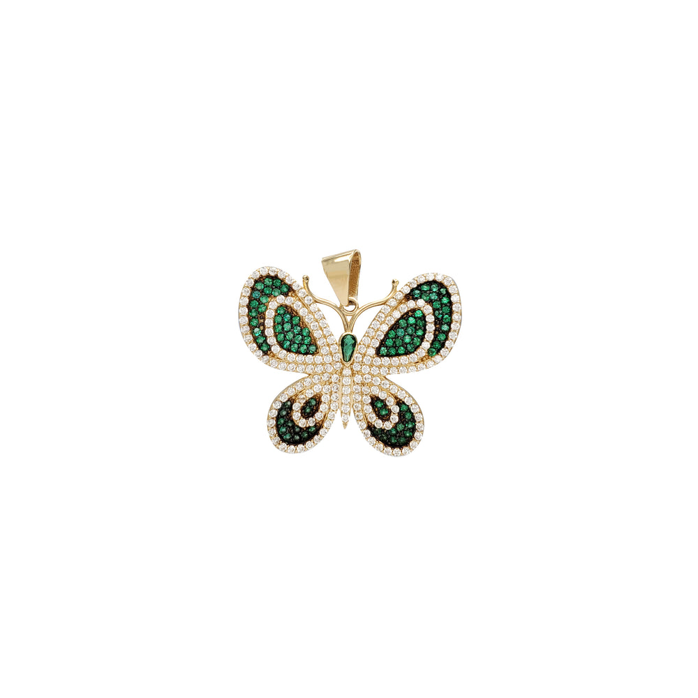 Green Winged Butterfly Pendant (14K)