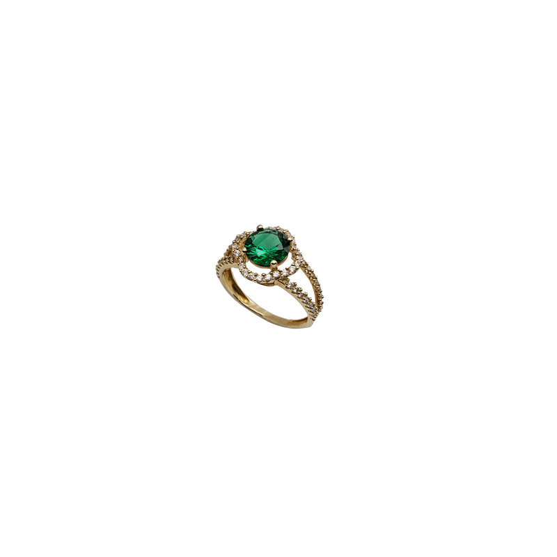 Focal Halo Accent Round Green Gemstone Ring (14K)