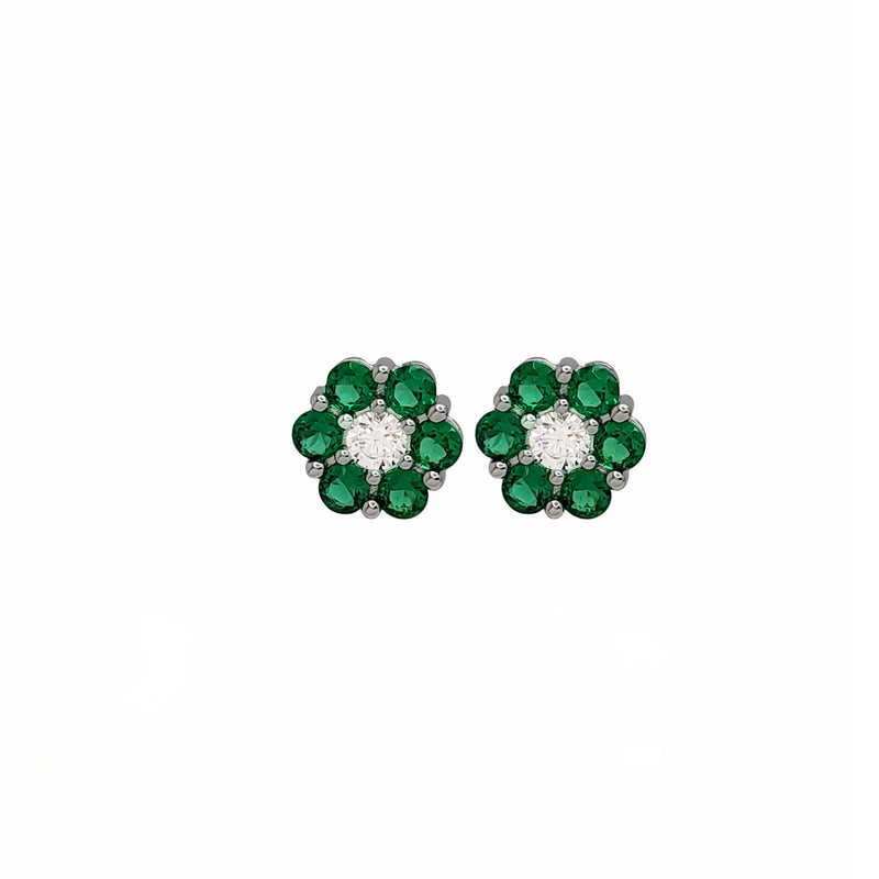 Honeycomb Cluster Cubic Zirconia Stud Earring (Silver)