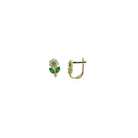 Cubic Zirconia Flower Huggie Earrings (14K)