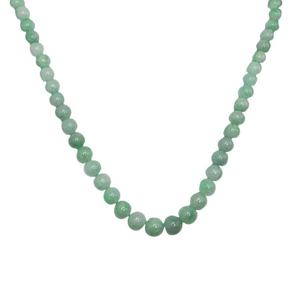 Graduated Beads Green Jade Necklace