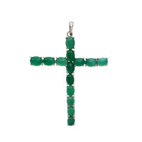 Green Chalcedony Cross Pendant (Silver)