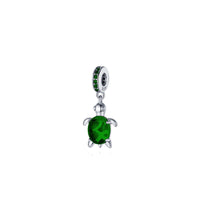 Green Turtle Charm for Bracelet (Silver)