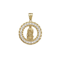 Zirconia Virgin Mary Lady of Guadalupe Circle Pendant (10K)