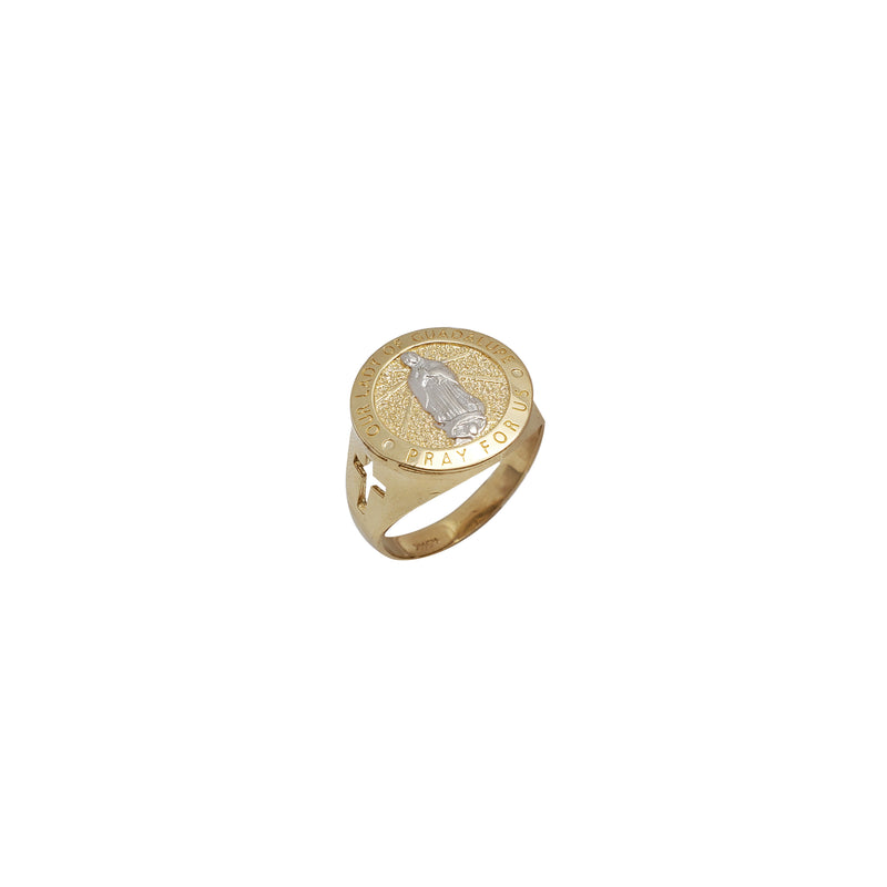 Two-Tone Lady of Guadalupe With Cross Ring (14K)