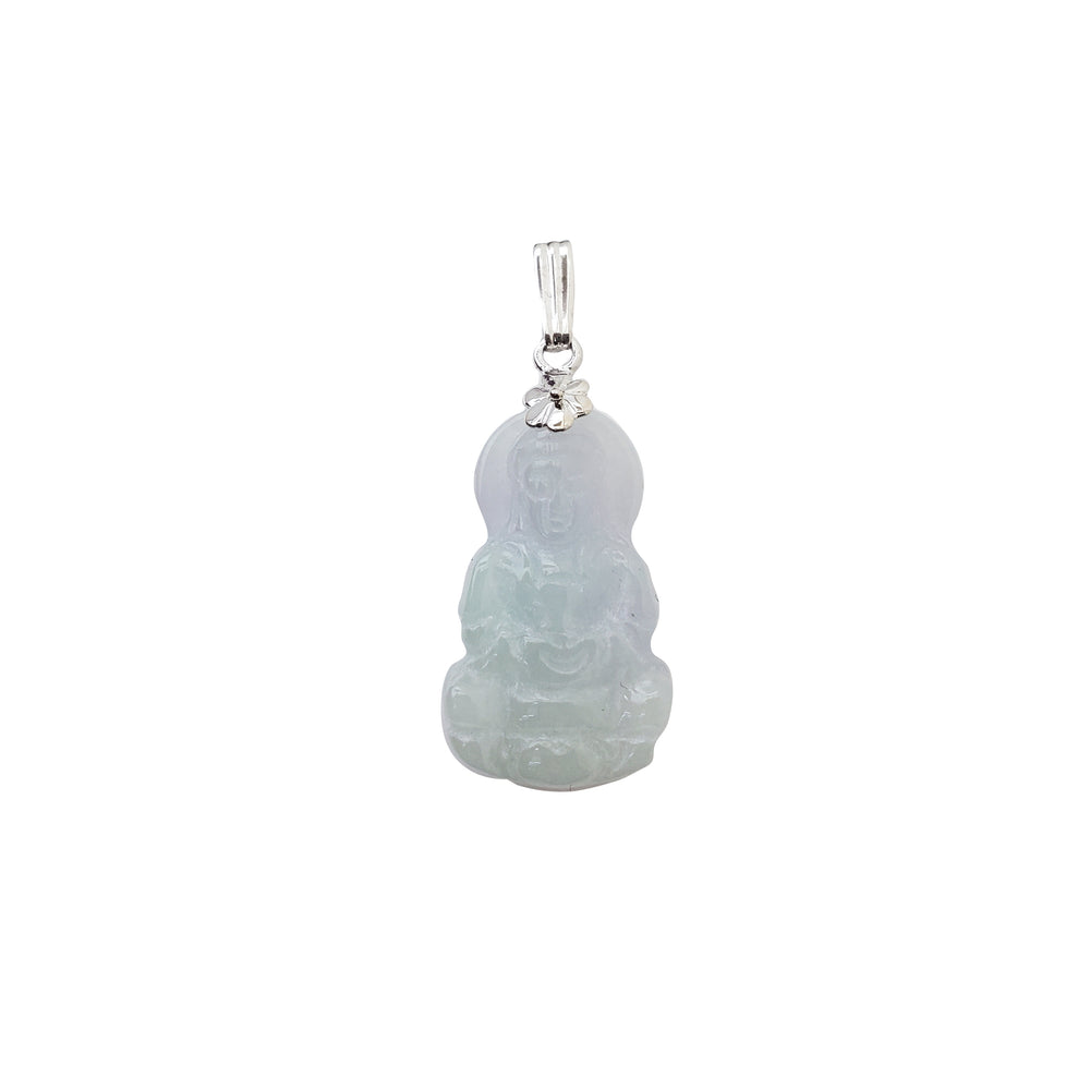 Halo Guan Yin Jade Pendant (14K)