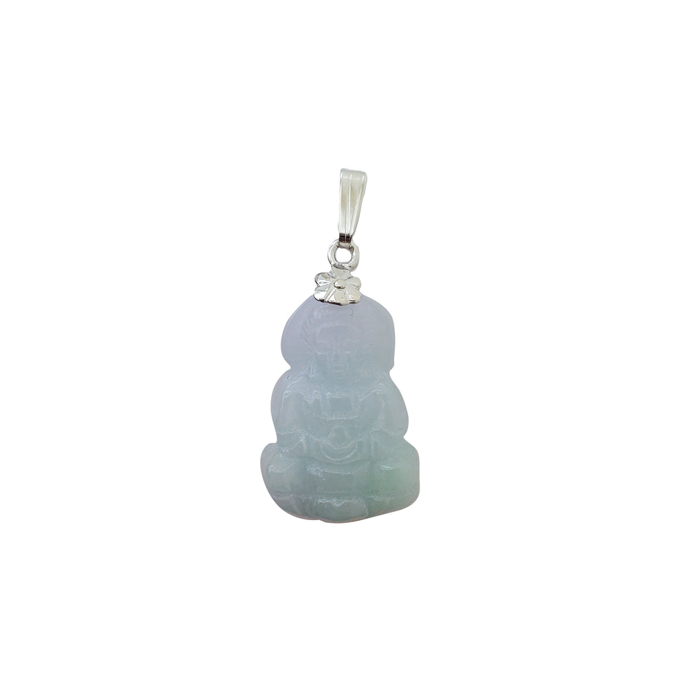 Halo Guan Yin Jade Pendant (14K)