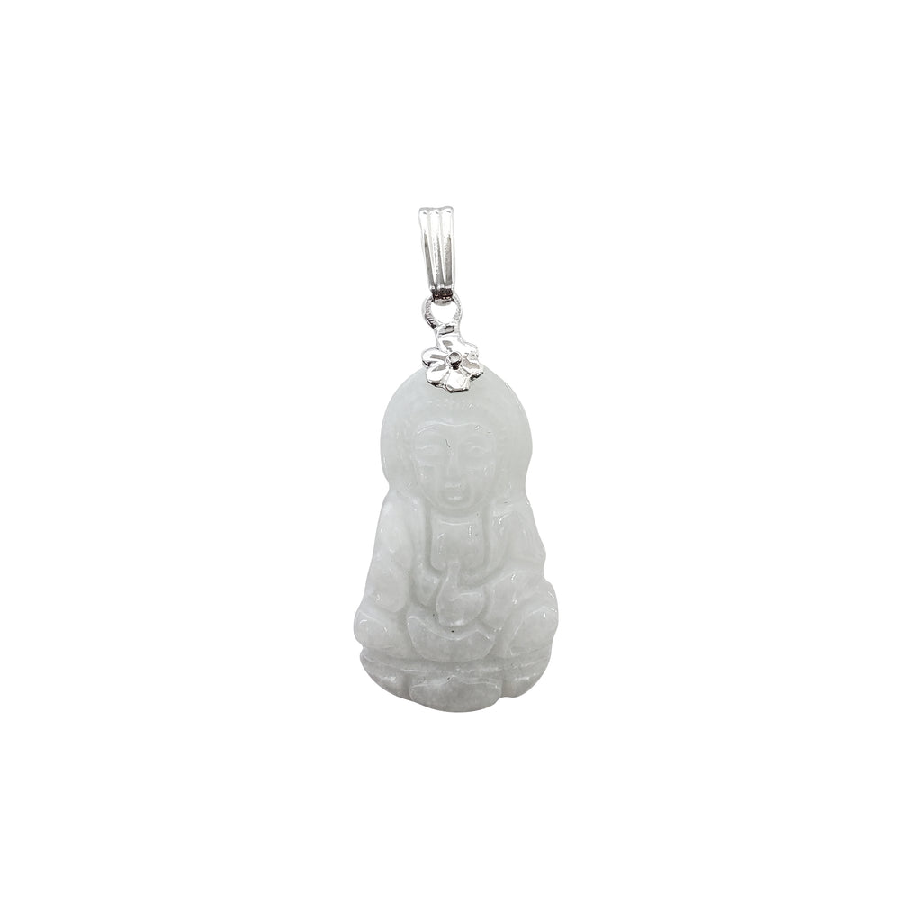 Halo Guan Yin Jade Pendant (14K)