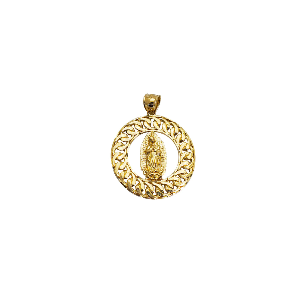 Cuban Link Frame Guadalupe Pendant (14K)