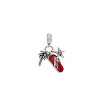 Red Enamel Beach Charm for Bracelet (Silver)