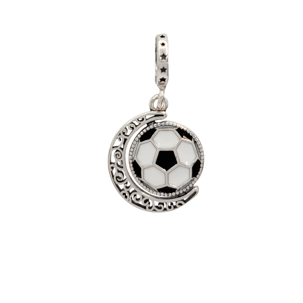Soccer Ball Round Charm for Bracelet (Silver)