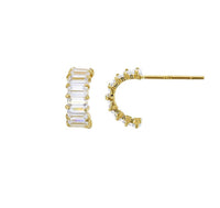 Baguette Half hoop Stud Earrings (14K)