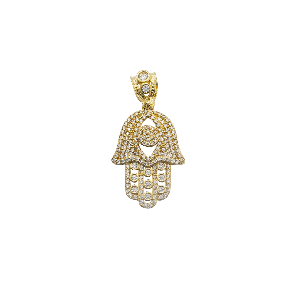 Iced-Out Hamsa Pendant (14K)
