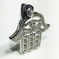 Iced Out Hamsa Pendant Sterling Siliva CZ - Popular Jewelry