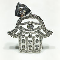 Iced Out Hamsa Liontin Sterling Silver CZ - Popular Jewelry