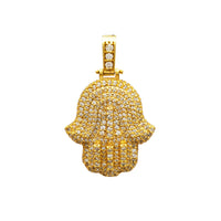 Diamond Double Hamsa Pendant (14K)