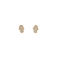 Cubic Zirconia Hamsa Stud Earrings (14K)