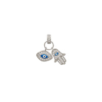 Zirconia Evil Eye and Hamsa Pendant (Silver)