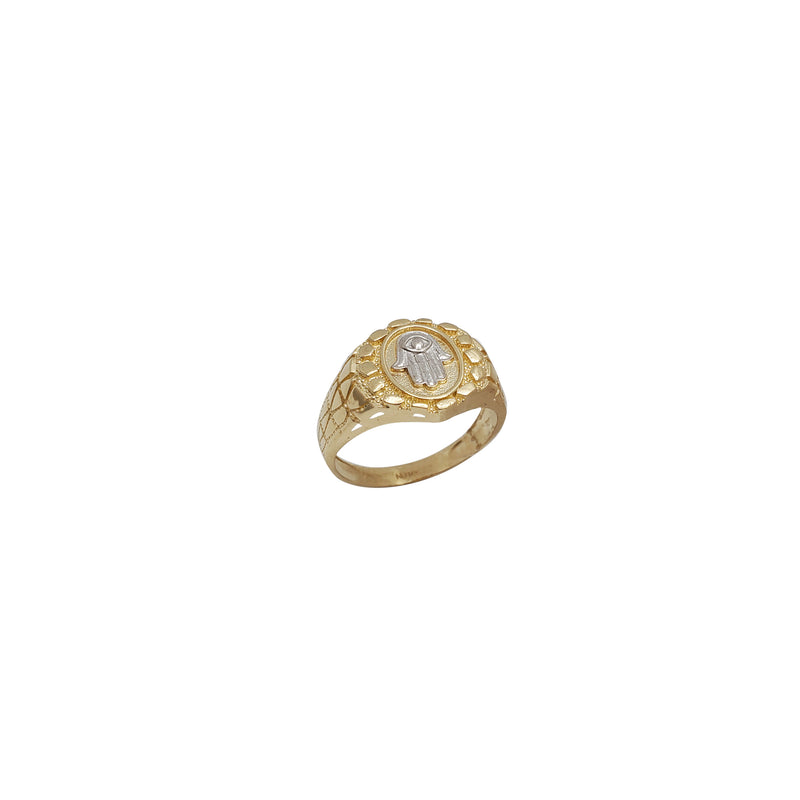 Two Tone Nugget With Hamsa Ring (14K)