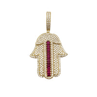 Yellow Gold Ice Flake Hamsa Pendant (14K)