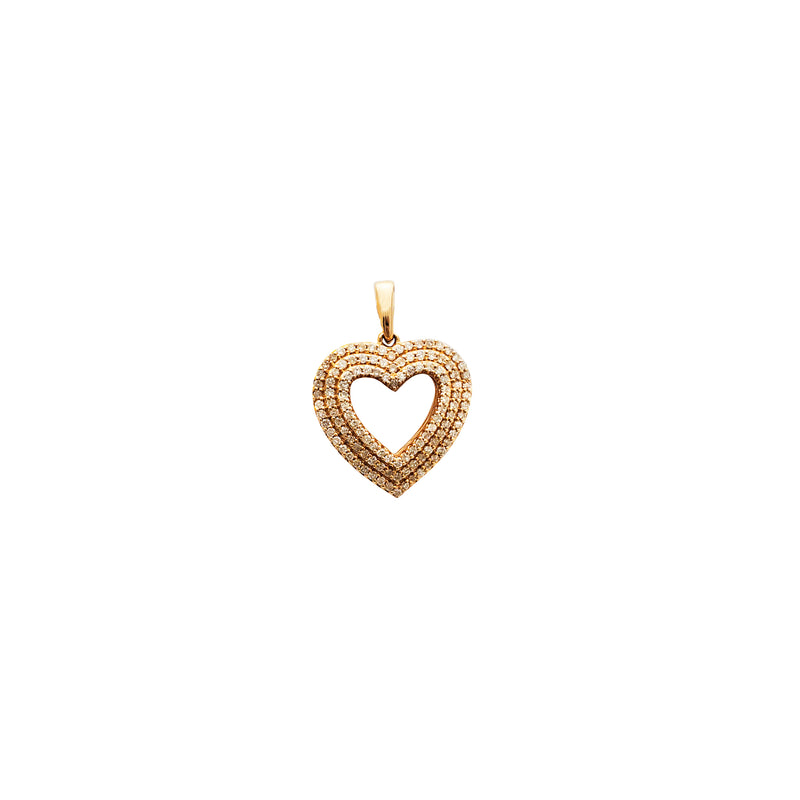 Rose Gold Open Heart Diamond Pendant (14K)