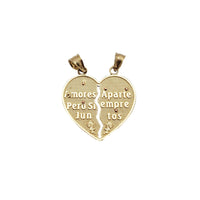 Crucifix and Virgin Mary "Te Amo" Parted Heart Pendant (14K)