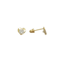 Zirconia Heart Stud Earrings (14K)