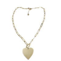 Paper Clip Heart Charm Necklace (14K)