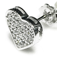 Iced-Out Heart Stud Earring (Silver)