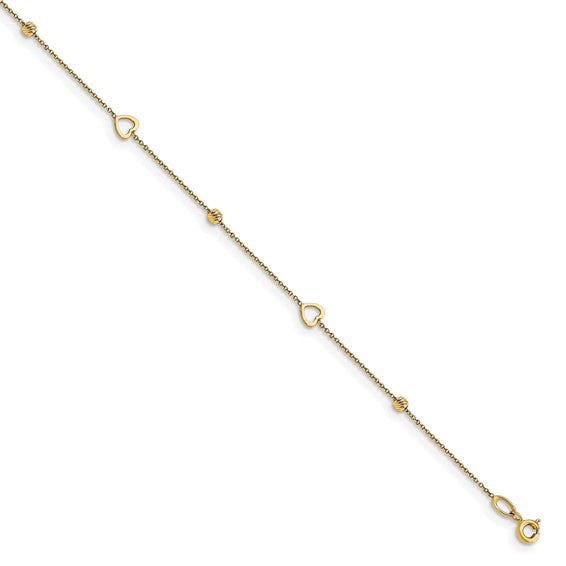 Heart Anklet Bracelet (14K).
